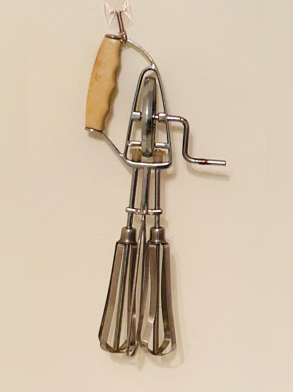 Vintage Stainless Steel Hand Mixer with Cream Handle